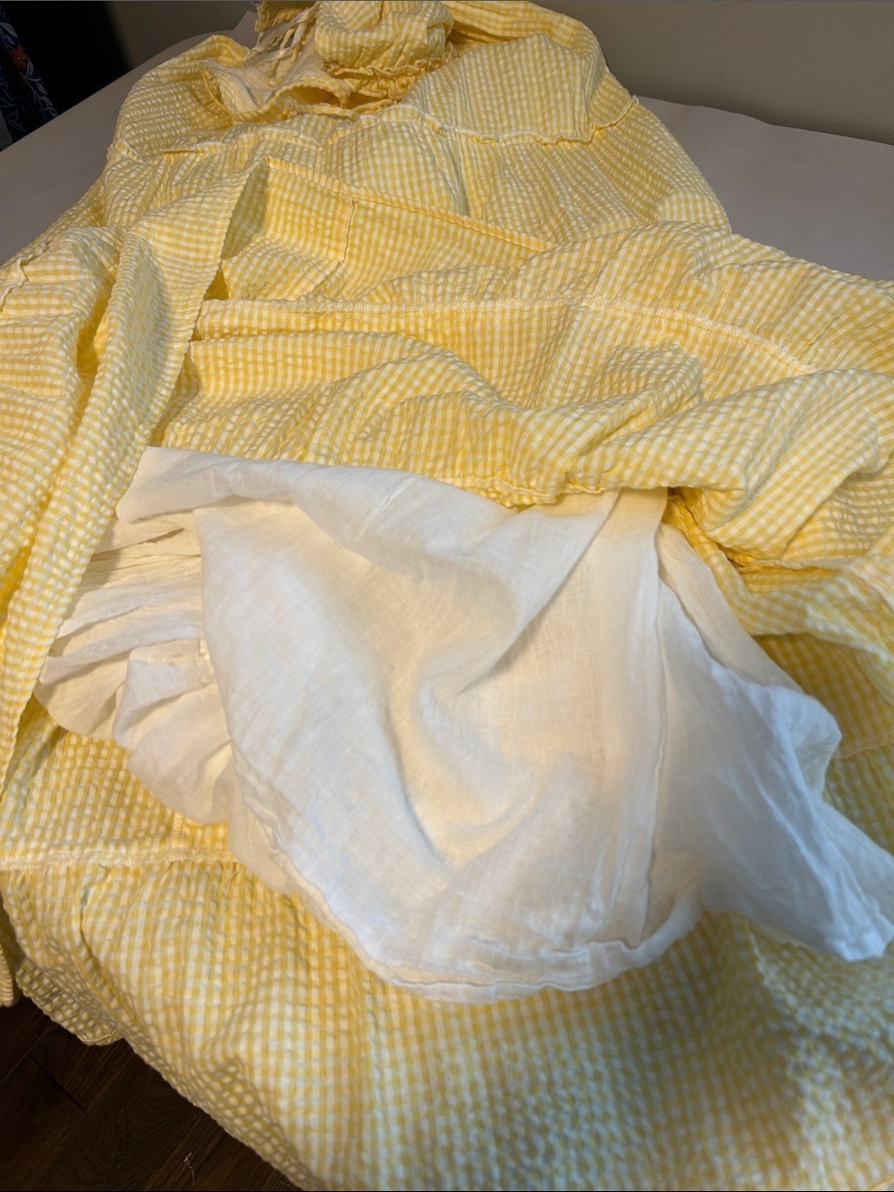 Sim & Sam Yellow Cotton Gingham Tiered Cottagecore Maxi Dress - Picture 12 of 15